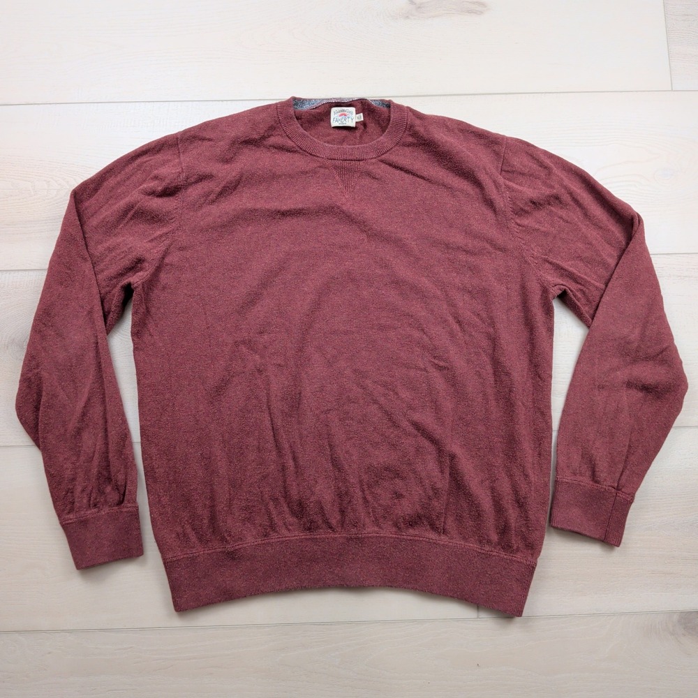 Faherty Sconset Crewneck Sweater Mens XL Red Heather Cotton Cashmere MYF1901
